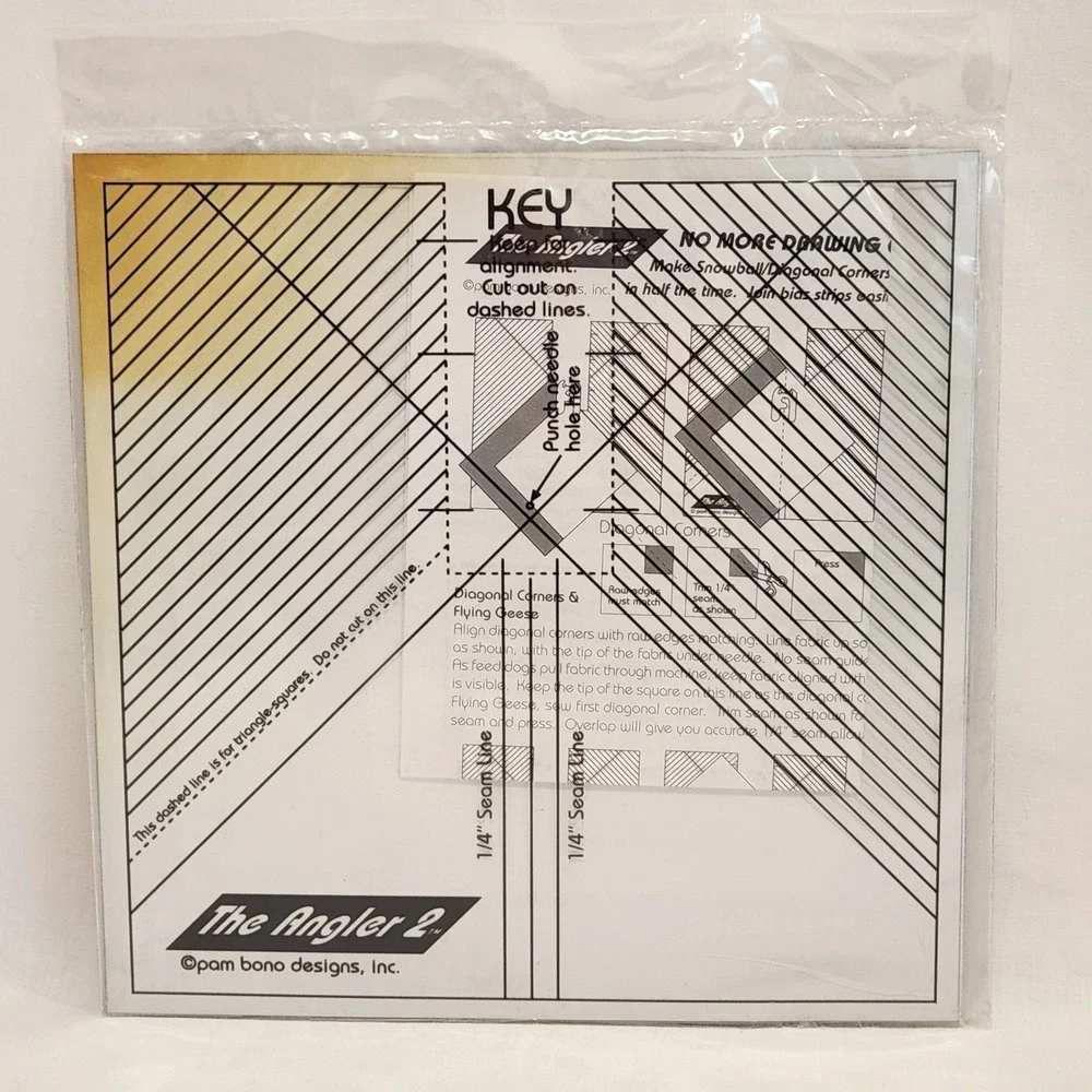 NEW/SEALED Pam Bono Designs The Angler 2 Quilters Tool‎ for Angles *Discolored*